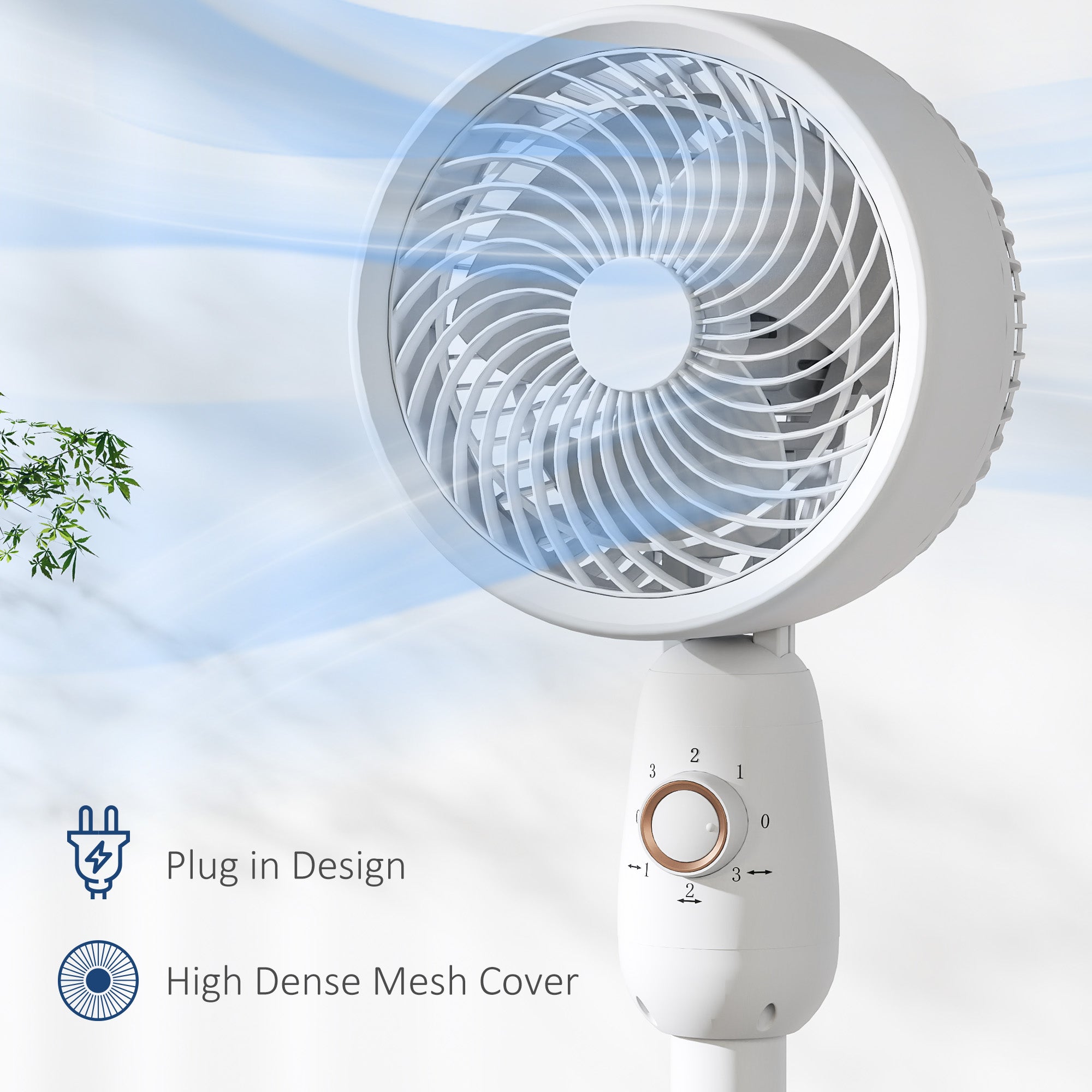 Pedestal Fan, Powerful Air Circulator, 36 Inch Floor Standing Fan with 3 Speed Settings, 70° Oscillating for Bedroom, Home and Office, White