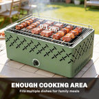 Outsunny Portable Charcoal BBQ Grill, Battery Powered Barbecue Grill with Built-in Fan for Camping Picnic, Light Green