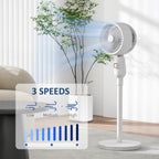 Pedestal Fan, Powerful Air Circulator, 36 Inch Floor Standing Fan with 3 Speed Settings, 70° Oscillating for Bedroom, Home and Office, White