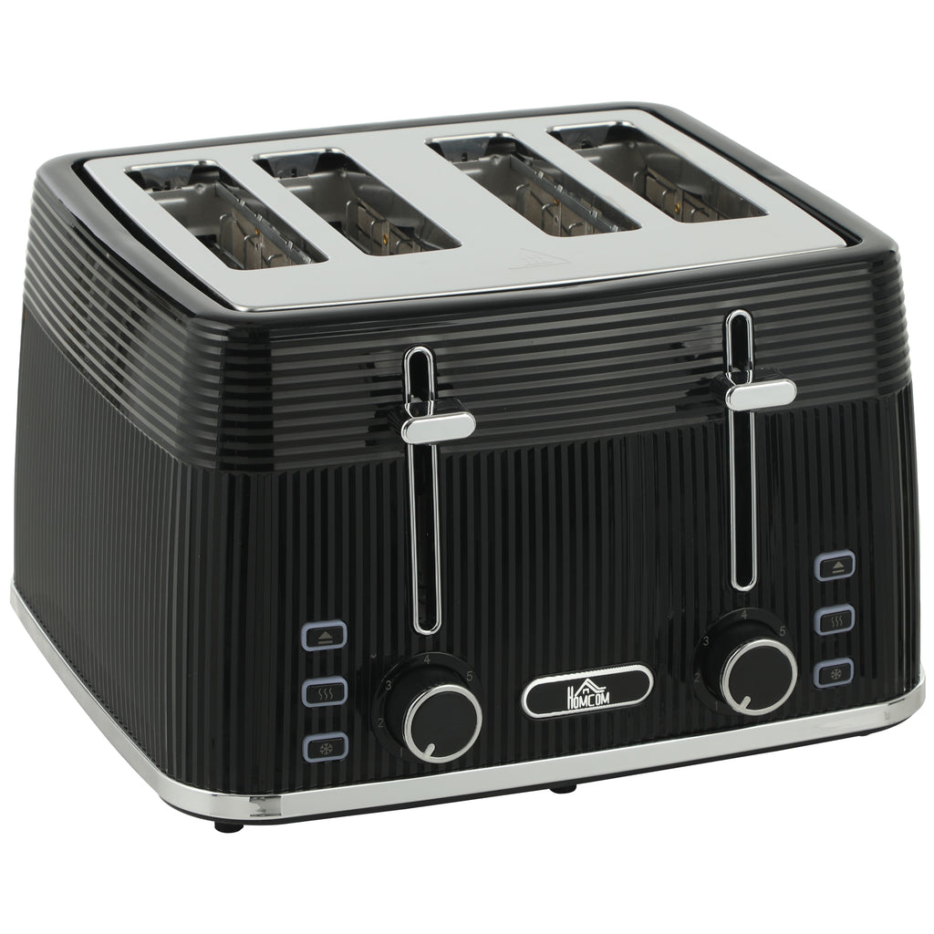 4 Slice Toaster with 7 Browning Levels, Bread Toaster with Removable Crumb Tray, Black