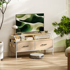 Industrial-Style TV Stand Cabinet - Natural Wood Finish