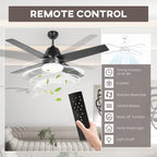 Ceiling Fan with LED Light, Flush Mount Ceiling Fan Lights with Reversible Blades, Remote, Black and Walnut Brown