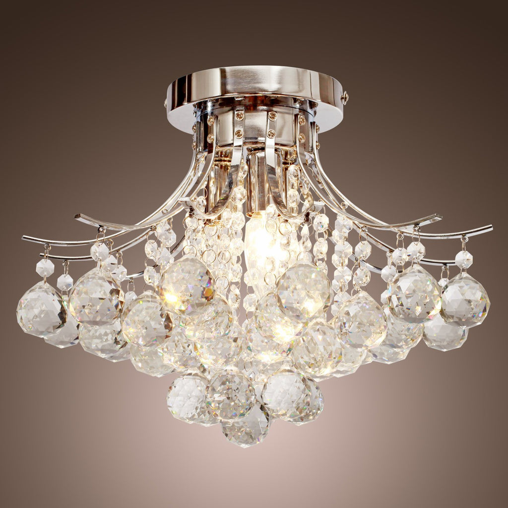 Crystal Chandeliers, 40cm K9 Droplets Ceiling Light with 3 E14 Bulb Base, Pendant Lights for Living Room, Bedroom, Dining Room, Hallway, Kitchen