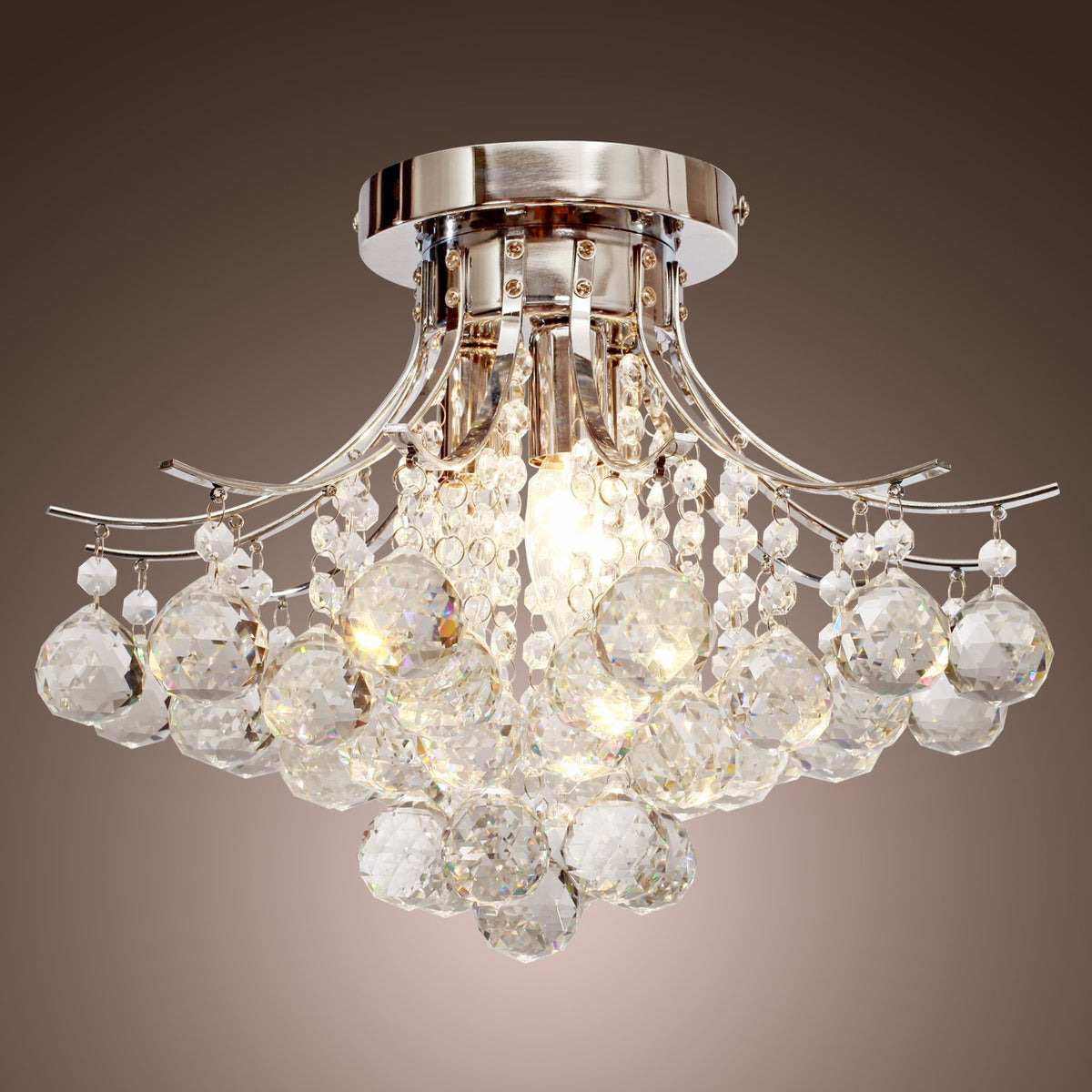 Crystal Chandeliers, 40cm K9 Droplets Ceiling Light with 3 E14 Bulb Base, Pendant Lights for Living Room, Bedroom, Dining Room, Hallway, Kitchen