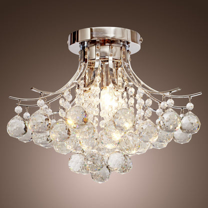 Crystal Chandeliers, 40cm K9 Droplets Ceiling Light with 3 E14 Bulb Base, Pendant Lights for Living Room, Bedroom, Dining Room, Hallway, Kitchen