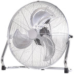 18" Chrome Metal Floor Fan with Tilting, High Velocity, 3 Speed, Portable Gym Fan for Home Office, Silver