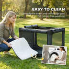 PawHut Soft Dog Crate Pet Travel Crate 90 x 64 x 64 cm with Removable Pad Mesh Window Army Green