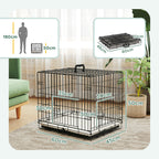 PawHut Foldable Dog Crate with Two Doors with Tray, Soft Cushion, for Extra Small Dogs, 60 x 45 x 50, Black