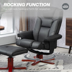 HOMCOM Faux Leather Manual Recliner and Footstool Set - Black