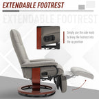 HOMCOM Reclining Swivel Chair, with Footrest - Grey