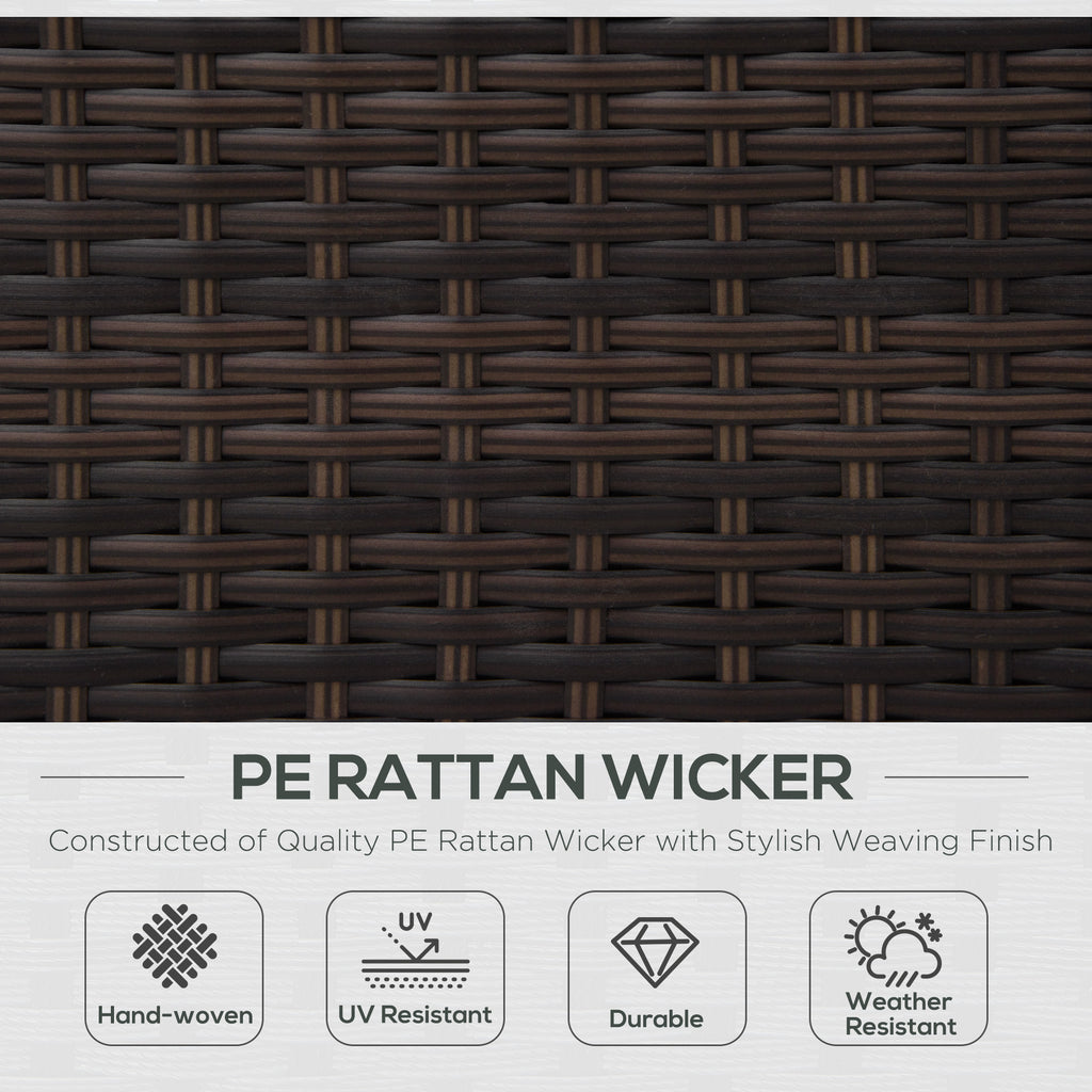 Outsunny Single Seater Rattan Chair, PE Wicker Garden Armchair with 10 cm Thickened Cushion, All-Weather Rattan Garden Chair with Armrests, Brown