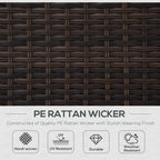 Outsunny Single Seater Rattan Chair, PE Wicker Garden Armchair with 10 cm Thickened Cushion, All-Weather Rattan Garden Chair with Armrests, Brown