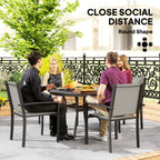 Outsunny 5 Piece Garden Furniture Set, Garden Dining Set with Round Table and 4 Stackable Chairs, Steel Frame, for Outdoor, Patio, Terraces, Dark Grey