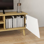 Scandinavian-Style TV Cabinet, with Storage - Wood-Effect/White
