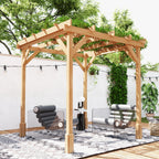 Outsunny 2 x 2 m Wooden Pergola Kit, Decorative Garden Gazebo Shelter with Stable Structure for Climbing Vines, Flowers, Dark Brown
