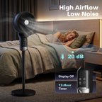 20 dB Silent Standing Fan, Pedestal Fan with Remote, Oscillating, 8 Speeds, Adjustable Height, 12H Timer