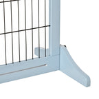 PawHut Freestanding Dog Gate, Foldable Pet Fence, Indoor Wood Barrier, Stair Gate with Support Feet, for Doorway, Hallway, Small and Medium Dogs, 69H x 104-180 cm, Blue-grey