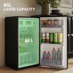 Under Counter Fridge, 85L Small Retro Refrigerator with Chiller Box, Adjustable Thermostat, Glass Shelves, Black