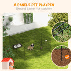 PawHut Dog Playpen, Puppy Pen, Eight-Panel Metal Fence, for Small Dogs, Indoors, Outdoors - Black