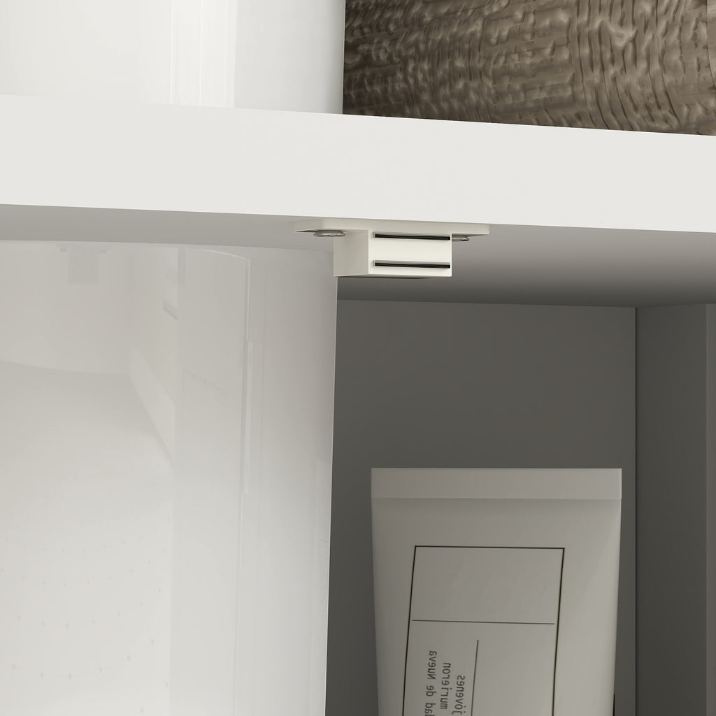 kleankin Pedestal Under Sink Cabinet with Double Doors, Modern Bathroom Vanity Storage Unit with Shelves, White