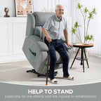 HOMCOM Power Lift Recliner Chair with Vibration Massage, Lift Chair for Elderly with Footrest, Remote, Side Pocket, Light Grey