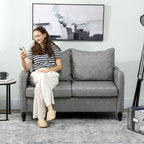 HOMCOM Faux Leather Marble-Effect Two-Seater Sofa - Grey