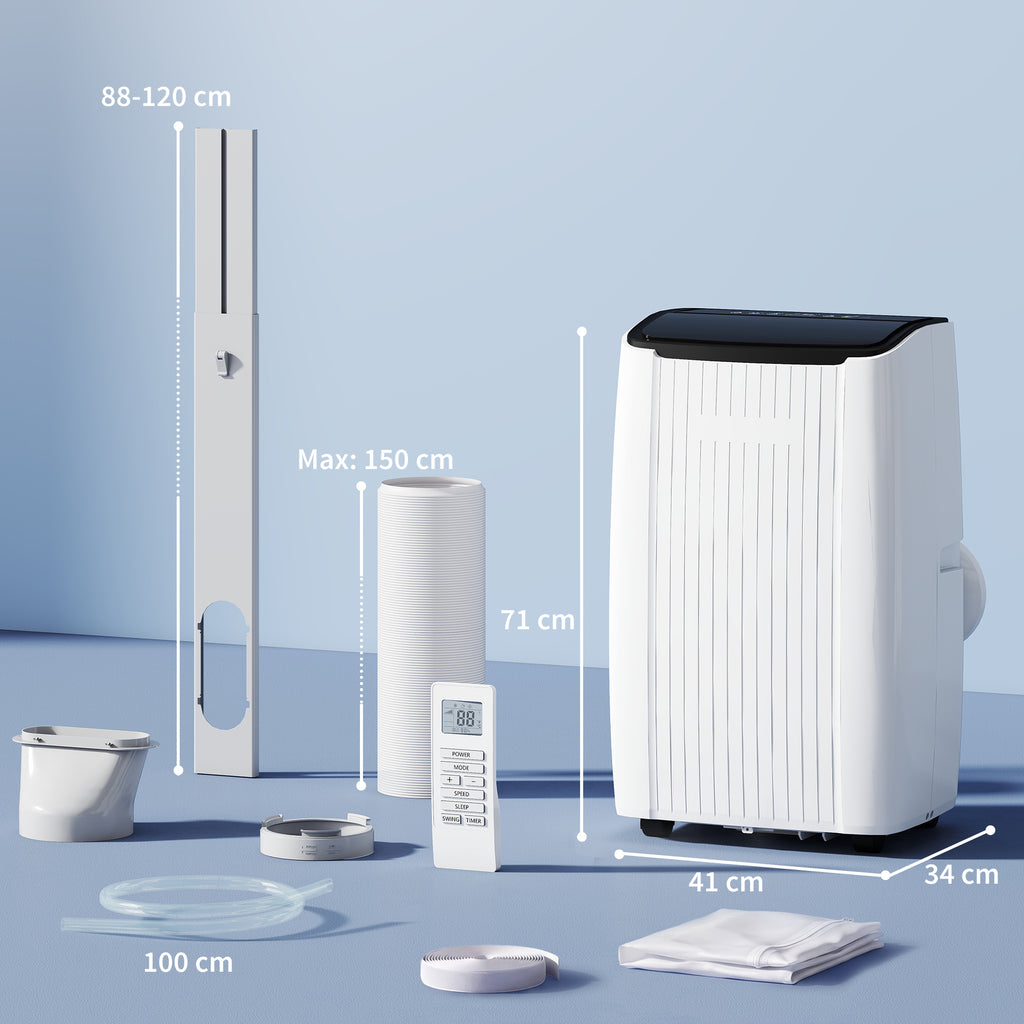 14000 BTU 5-in-1 Portable Air Conditioner with Cool, Heat, Dehumidifier, Fan, Sleep, WiFi Voice Control, White