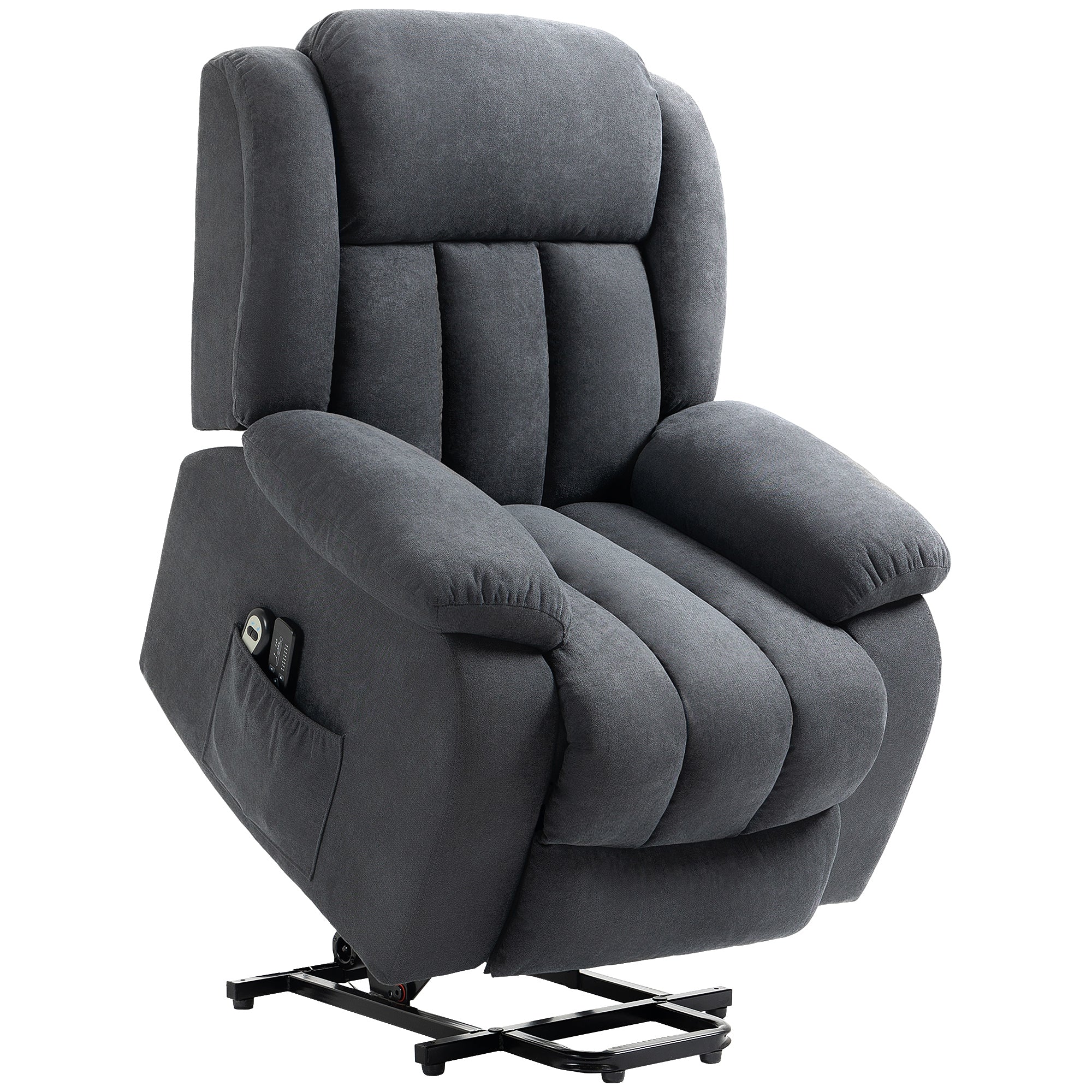 HOMCOM Power Lift Recliner Chair with Vibration Massage, Lift Chair for Elderly with Footrest, Remote, Side Pocket, Dark Grey