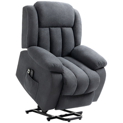 Power Lift Recliner Chair with Vibration Massage, Lift Chair for Elderly with Footrest, Remote, Side Pocket, Dark Grey