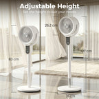 20 dB Silent Standing Fan for Bedroom, 42" Pedestal Fan with Remote, 90° Oscillating, 8 Speeds, Remote Control, White