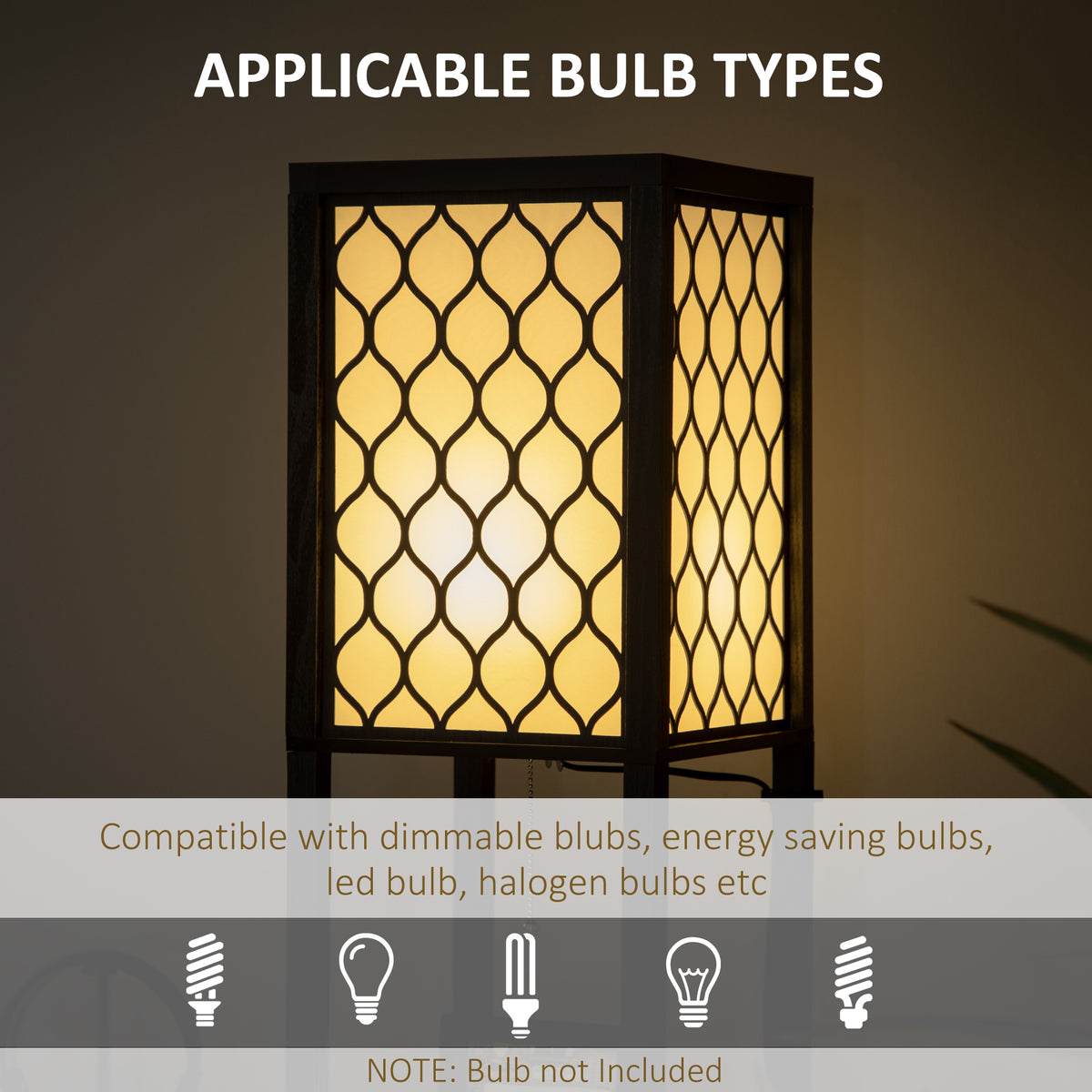 Floor Lamp with Shelves, Modern Tall Standing Lamps with Fabric Lampshade, Chain Switch and Dual Light for Living Room, Bedroom, Bulb not Included, Black