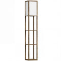 3-Tier Floor Lamp with Shelves and Storage, Modern Corner Standing Lamp with Lampshade, Reading Light with Foot Switch for Living Room, Bedroom, Home Office, Bulb not Included, Brown