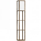 3-Tier Floor Lamp with Shelves and Storage, Modern Corner Standing Lamp with Lampshade, Reading Light with Foot Switch for Living Room, Bedroom, Home Office, Bulb not Included, Brown