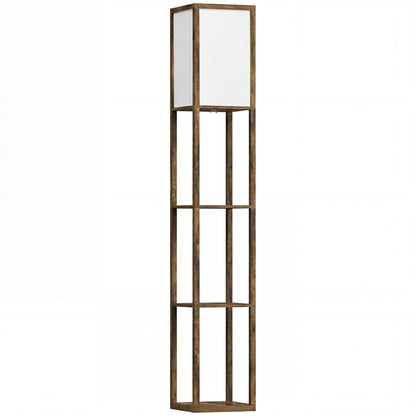 3-Tier Floor Lamp with Shelves and Storage, Modern Corner Standing Lamp with Lampshade, Reading Light with Foot Switch for Living Room, Bedroom, Home Office, Bulb not Included, Brown