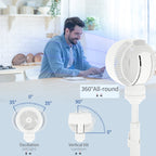 Standing Fan for Bedroom, 28" Pedestal Fan with Remote, 70° Oscillating, 90° Vertical Tilt, 3 Speeds, Adjustable Height, 7H Timer, Foot Button, White