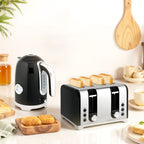 Retro 3000W Kettle and Toaster Set - Black
