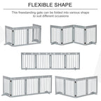 PawHut Freestanding Pet Gate 4 Panel Folding Wooden Dog Barrier w/ Support Feet
