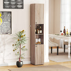 HOMCOM 6-Tier Tall Bathroom Cabinet - Natural
