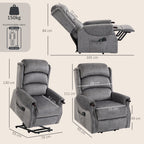 HOMCOM Power Lift Recliner with Vibration Massage and Heat, Lift Chair for Tall with Wood Grip, Pocket Spring, Light Grey