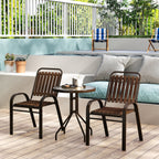 Outsunny 3 Pieces Patio Bistro Set with Stackable Chairs, Tempered Glass Table, for Outdoor, Balcony, Patio, Garden, Dark Brown