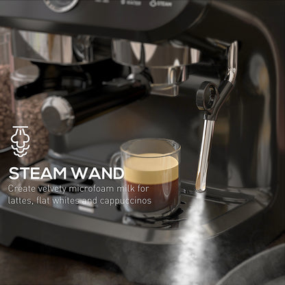 15 Bar Coffee Machine with Adjustable Grind, Steamer and Accessories, Good Housekeeping Institute Approved, Black