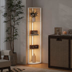 LED Floor Lamp with Shelves, Dimmable Standing Lamp with Foot Switch for Living Room, Bedroom, White