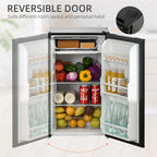 Under Counter Fridge, 91L Small Fridge with Chiller Box, Removable Shelf, Reversible Door, Adjustable Legs, Mini Refrigerator, Black