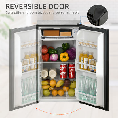 Under Counter Fridge, 91L Small Fridge with Chiller Box, Removable Shelf, Reversible Door, Adjustable Legs, Mini Refrigerator, Black
