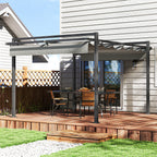 Outsunny 3 x 4m Retractable Pergola, Garden Gazebo Shelter with Aluminium Frame, for Grill, Patio, Deck, Dark Grey