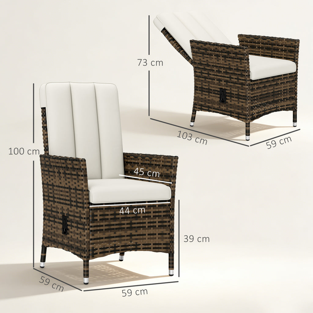 Outsunny 105°-150° Reclining Rattan Chair - Cream