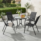 Outsunny Five-Piece Steel Patio Set, with Glass-Top Table - Black