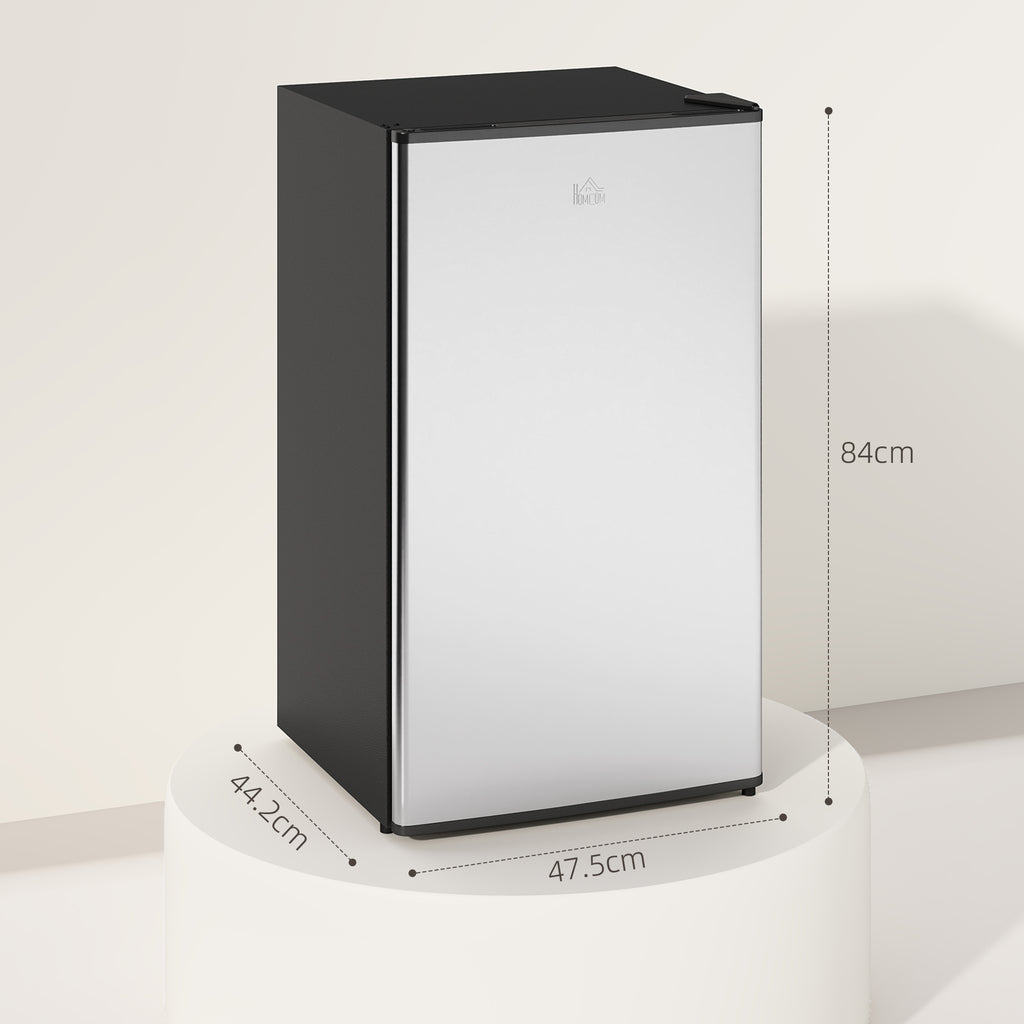 Under Counter Fridge, 91L Small Fridge with Chiller Box, Removable Shelf, Reversible Door, Adjustable Legs, Mini Refrigerator,  Silver Tone