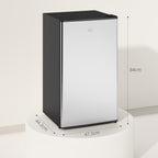 Under Counter Fridge, 91L Small Fridge with Chiller Box, Removable Shelf, Reversible Door, Adjustable Legs, Mini Refrigerator,  Silver Tone