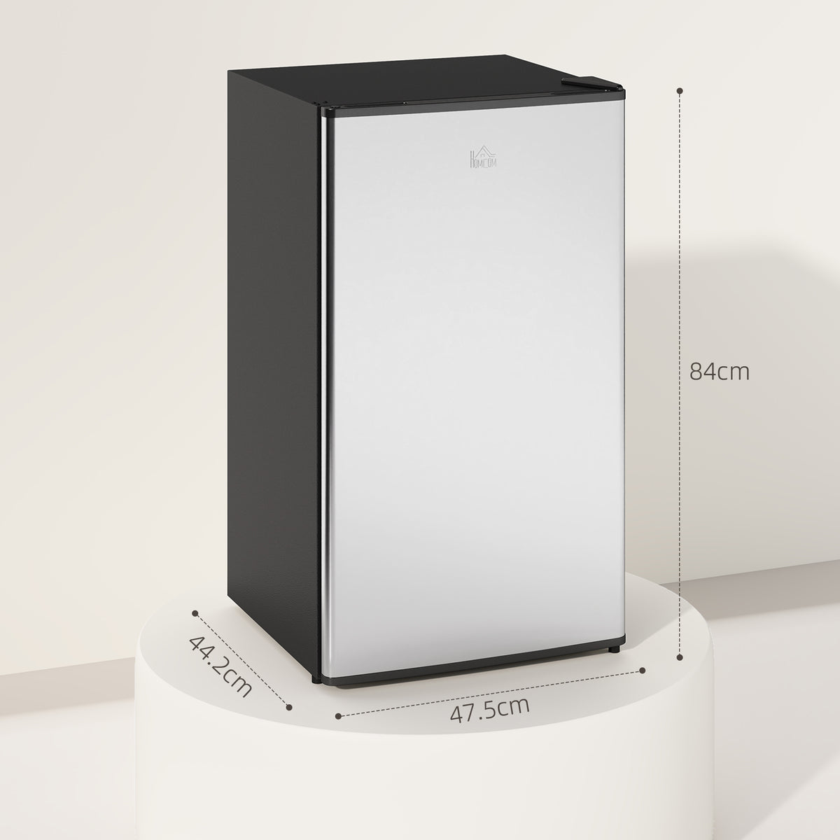 Under Counter Fridge, 91L Small Fridge with Chiller Box, Removable Shelf, Reversible Door, Adjustable Legs, Mini Refrigerator,  Silver Tone